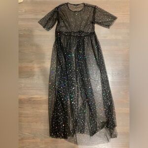Forever 22 Sparkly Black Net Maxi Dress